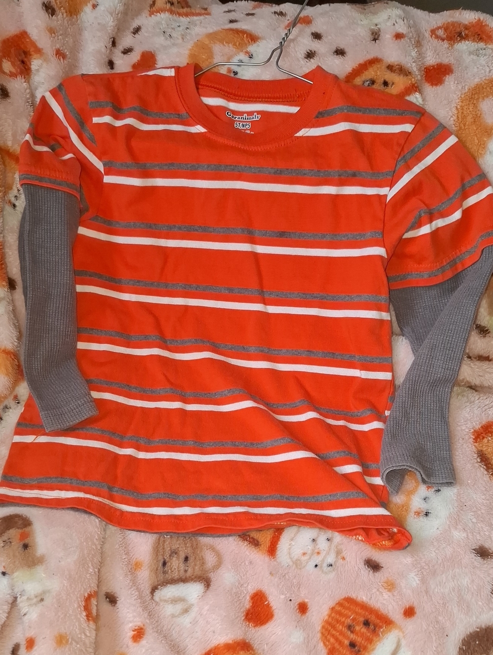 Garanimals Orange & Gray Striped Layered-Look Kids Long Sleeve Tee
